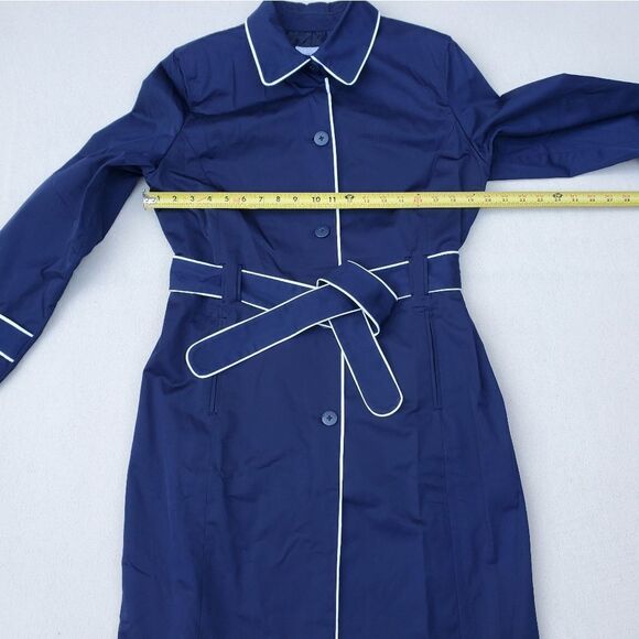 Jaclyn Smith Navy Blue and White Trench Coat - Picture 4 of 14
